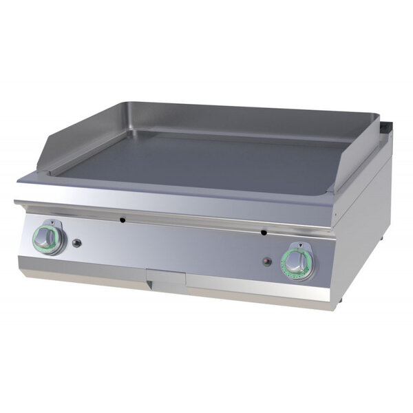 Plancha gaz double plaque de cuisson lisse - 14 kw -  - chromé 800x730x300mm