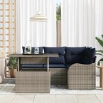 vidaXL Ensemble de canapé de jardin avec coussin 5 Pièces Gris Poly rotin