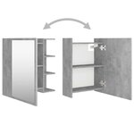 vidaXL Armoire à miroir de salle de bain Gris béton Bois d’ingénierie