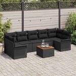 vidaXL Ensemble de canapé de jardin 8 Pièces Noir Poly rotin