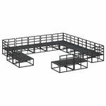 vidaXL Ensemble de canapé de jardin avec coussin 13 Pièces Noir Aluminium