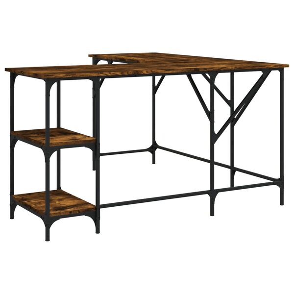 vidaXL Bureau chêne fumé 139x139x75 cm bois d'ingénierie