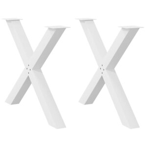 vidaXL Pieds de table à manger en forme de X 2 pièces blanc 90 x (72-73) cm acier