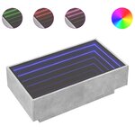 vidaXL Table basse avec LED gris béton 90x50x30 cm bois d'ingénierie