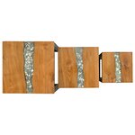 vidaXL Table Gigogne 3 pc Marron Bois de teck massif