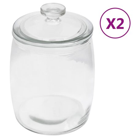 vidaXL Pots de conservation en verre avec couvercle 2 Pièces 2000 ml