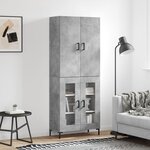 vidaXL Buffet haut Gris béton 69 5x34x180 cm Bois d'ingénierie