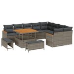 Ensemble de canapé de jardin de 12 pièces vidaXL avec coussins en poly rattan gris