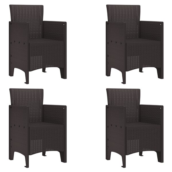 vidaXL Chaise de jardin 4 Pièces Marron 53 x 49 x 85 cm PP