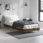 vidaXL Cadre de lit chêne fumé 75x190 cm bois d'ingénierie