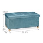 Banquette de rangement en velours matelassée 34 x 76 x 38 cm espace de stockage polyvalent style moderne en velours gris 13_0010921
