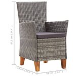 vidaXL Chaises de jardin lot de 2 avec coussins Résine tressée Gris