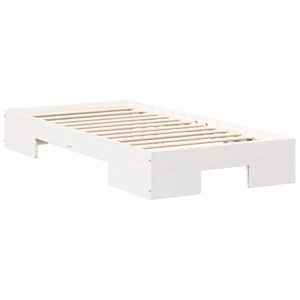 vidaXL Cadre de lit surélevé Blanc 90 x 190 cm Bois massif en pin
