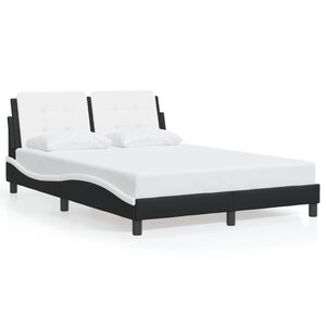 vidaXL Cadre de lit sans matelas Zadar noir et blanc 140x190 cm similicuir