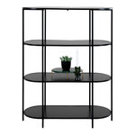 Étagère noire ovale à 4 étage avec cadre noir 85 x 36 x 111 cm