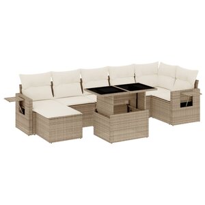 vidaXL Salon de jardin avec coussins 8 Pièces beige résine tressée