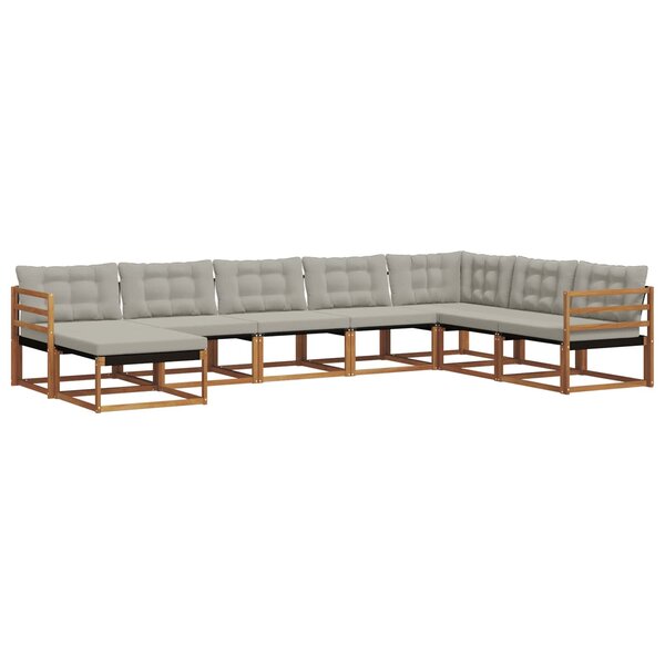 vidaXL Ensemble de canapés d'extérieur 8 pc Gris Naturel et Clair