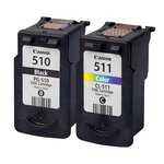 Pack de 2 cartouches d'encre authentiques Canon 510/511 Noir et couleurs - programme SECOND