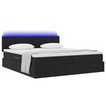 vidaXL Lit de rangement LED avec matelas Noir 200 x 200 cm Velours
