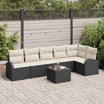 vidaXL Ensemble de canapé de jardin 7 Pièces Noir  blanc Poly rotin