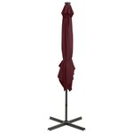 vidaXL Parasol déporté avec mât et lumières LED Rouge bordeaux 250 cm