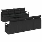 vidaXL Ensemble de canapé de jardin avec coussin 9 Pièces Noir polyrotin