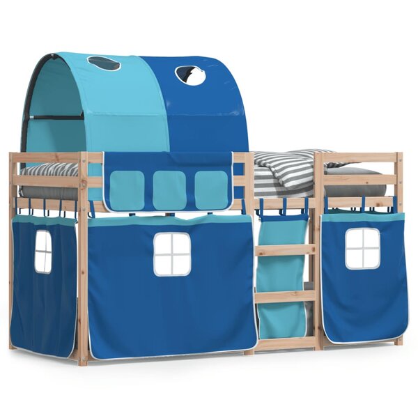 vidaXL Lit superposé sans matelas bleu 80x200 cm bois de pin massif