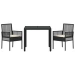 vidaXL Ensemble de salle à manger pour jardin 3 Pièces Noir Poly rotin