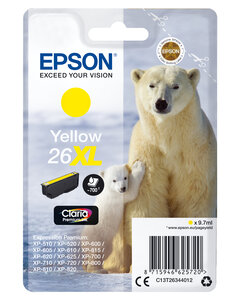 Epson singlepack yellow 26xl claria prem 26xl cartouche dencre jaune haute capacite 9.7ml 700 pages 1-pack rf-am blister