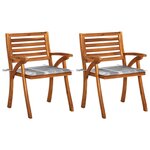 vidaXL Chaises à manger de jardin avec coussins lot de 2 Acacia massif