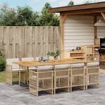 vidaXL Ensemble à manger de jardin et coussins 9 Pièces beige Poly rotin