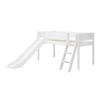 Flexa WHITE Lit mi-hauteur avec echelle inclinee et toboggan 90 x 200 cm Blanc