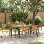 Ensemble de salle à manger de jardin vidaXL 7 pièces gris poly rotin acacia