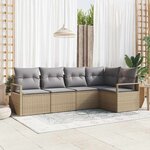 vidaXL Ensemble de canapé de jardin 5 Pièces Beige Poly rotin