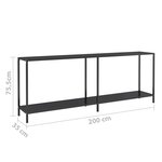 vidaXL Table console Noir 220x35x75 5 cm Verre trempé