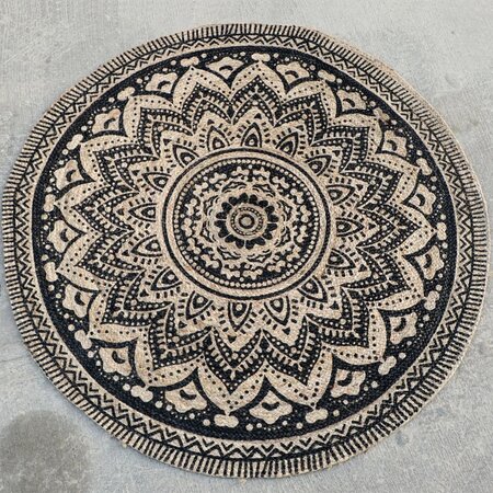 Dutch Lifestyle Tapis Jaipur Classic 150 cm Rond Beige et noir