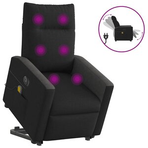 vidaXL Fauteuil inclinable de massage électrique Noir Tissu