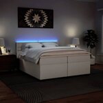 vidaXL Sommier à lattes de lit avec matelas Blanc 200x200cm Similicuir