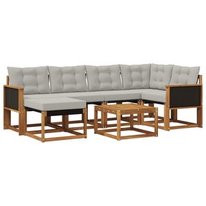vidaXL Ensemble de canapés d'extérieur 7 pc Naturel et gris clair
