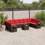 vidaXL Salon de jardin et coussins 11 Pièces marron résine tressée