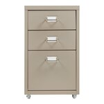 Caisson de bureau armoire meuble de rangement à roulettes acier 48 x 28 x 41 cm camel 03_0009118
