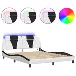 vidaXL Cadre de lit avec lumières LED blanc noir 160x200 cm similicuir