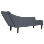 vidaXL Fauteuil long avec accoudoir droit gris foncé velours