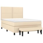 vidaXL Sommier à lattes de lit avec matelas Crème 140x200 cm Tissu