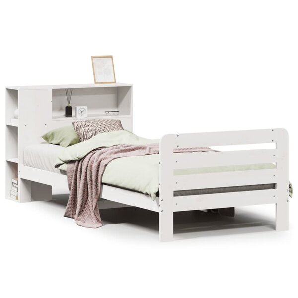 vidaXL Cadre de lit sans matelas blanc 90x200 cm bois de pin massif