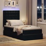 vidaXL Lit de rangement LED avec matelas Noir 90 x 200 cm Velours