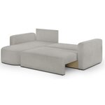 Canapé d'angle convertible et réversible 3 places GALET - Velours côtelé gris - Coffre de rangement - 238 x 154 x 86 cm