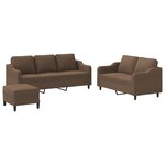 vidaXL Ensemble de canapés 3 Pièces avec coussins Marron Tissu