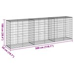 vidaXL Panier gabion avec couvercle 300x50x100 cm fer galvanisé