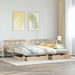 vidaXL Lit de jour avec gigogne et tiroirs sans matelas 90x200 cm